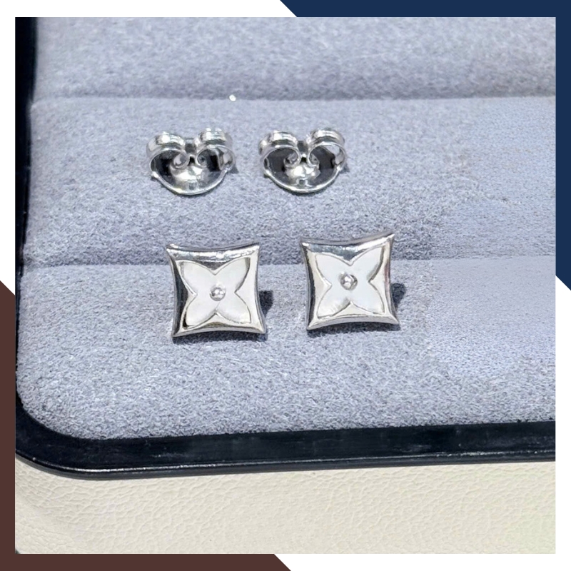 Bông Tai Cỏ 4 Lá Vàng Trắng 10k Cho Nữ BTV191