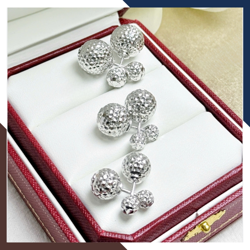 Bông Tai Dior Vàng Trắng 10k Đẹp Cho Nữ BTV157