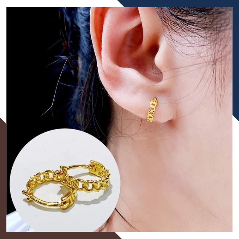 Bông tai kim tiền vàng tây 10k kiểu khoen tròn nhỏ xinh ôm sát tai cho nữ đẹp mã TL21