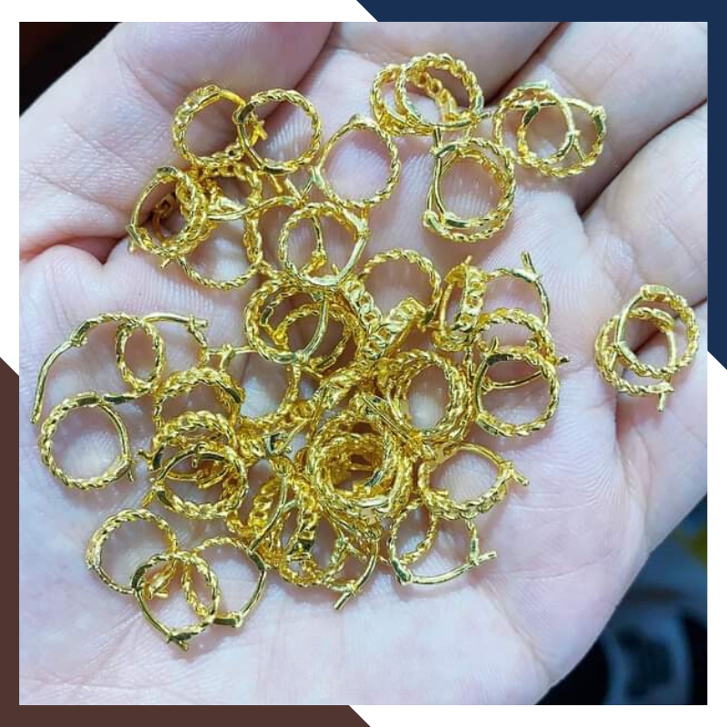 Bông tai kim tiền vàng tây 10k kiểu khoen tròn nhỏ xinh ôm sát tai cho nữ đẹp mã TL21