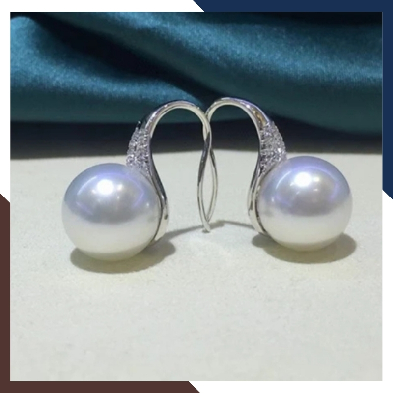 Bông Tai Ngọc Trai Móc Câu Bạc Xi Bạch Kim BTNT139 | Ngọc Trai Nước Ngọt