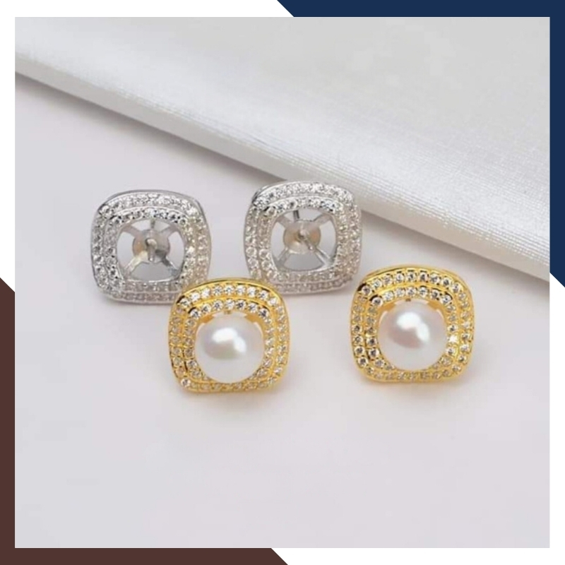 Bông Tai Ngọc Trai Thật Dáng Nụ Bạc Đẹp BTNT122