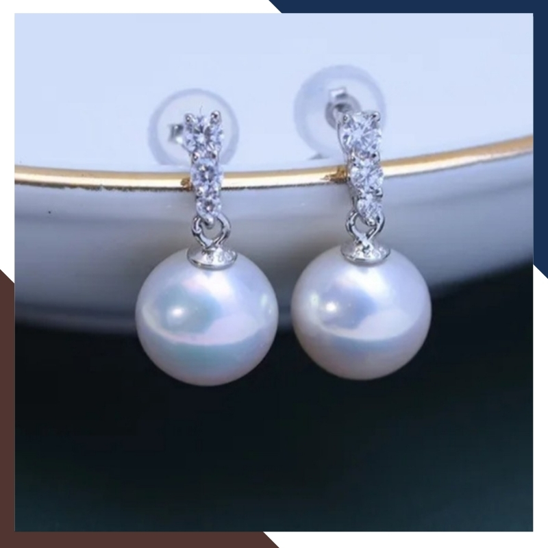 Bông Tai Ngọc Trai Tòn Ten Bạc Đẹp BTNT130 | Ngọc Trai Thật