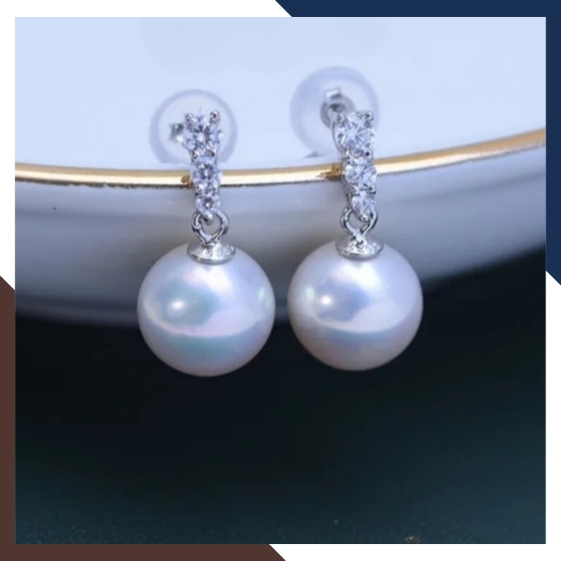 Bông Tai Ngọc Trai Tòn Ten Bạc Đẹp BTNT130 | Ngọc Trai Thật