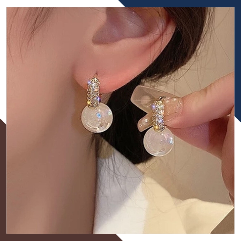 Bông tai ngọc trai vàng tây 10k kiểu khuyên tròn đeo sát tai trẻ trung cho nữ mã TL39T1112