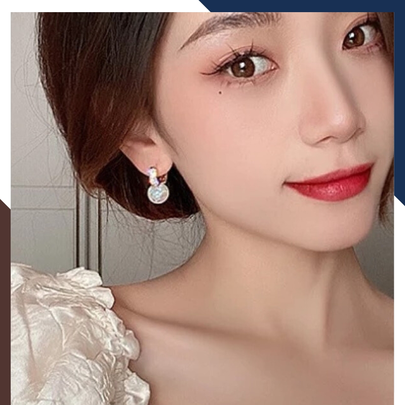 Bông tai ngọc trai vàng tây 10k kiểu khuyên tròn đeo sát tai trẻ trung cho nữ mã TL39T1112