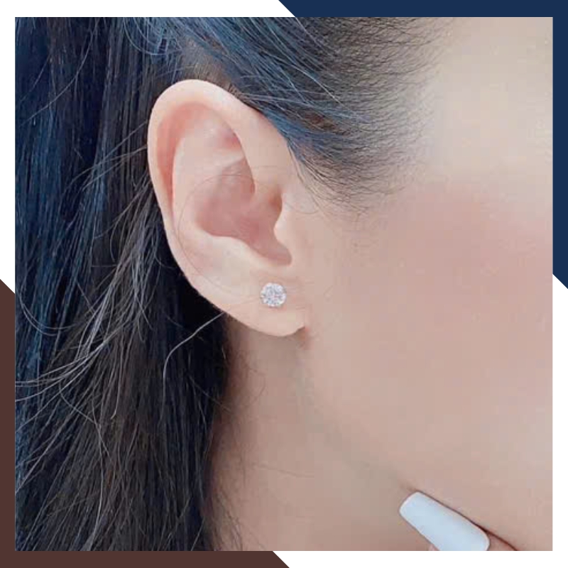 Bông Tai Nụ Đá Vàng Trắng 10k Cho Nữ BTV183