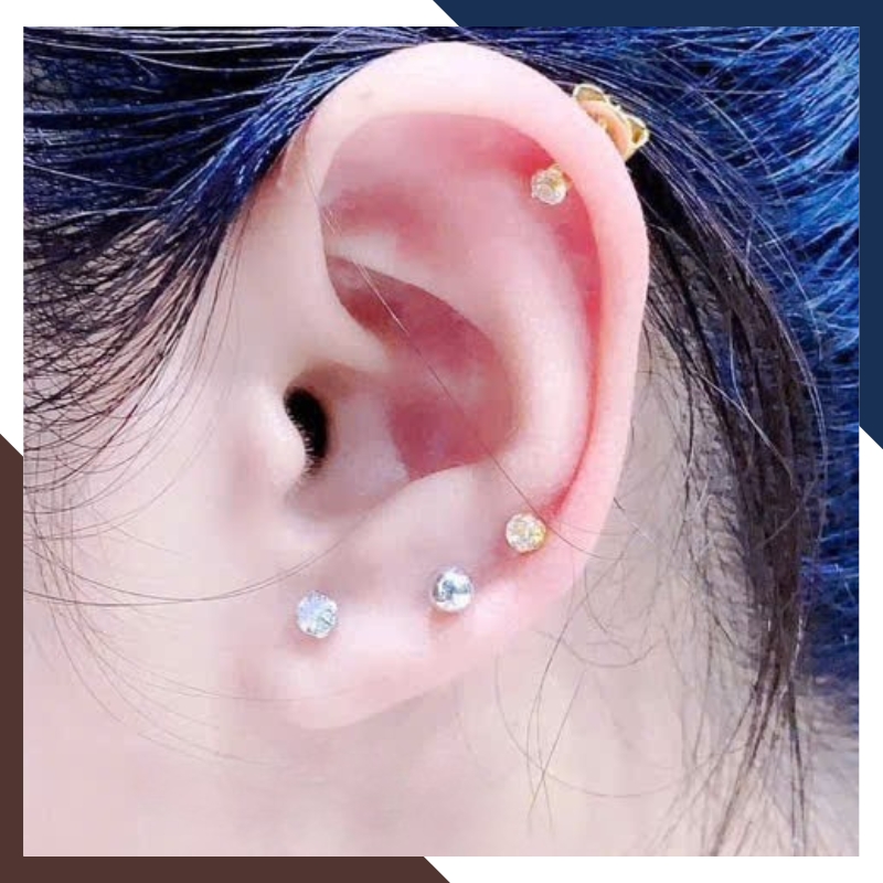 Bông Tai Nụ Đá Vàng Trắng 10k Cho Nữ BTV183