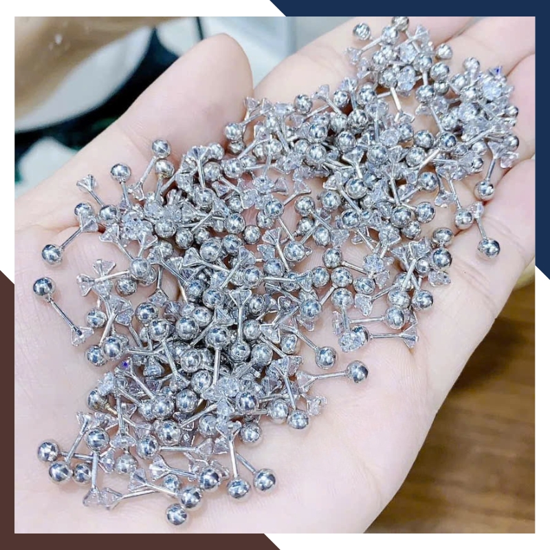 Bông Tai Nụ Đá Vàng Trắng 10k Cho Nữ BTV183