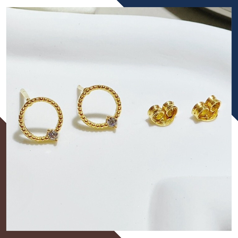 Bông tai nụ vàng tây 10k hình vòng tròn nhỏ xinh cho nữ đẹp mã TL32