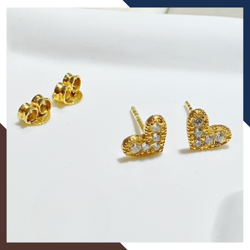 Bông tai trái tim vàng tây 10k đính đá nhỏ xinh cho nữ đẹp mã TL32