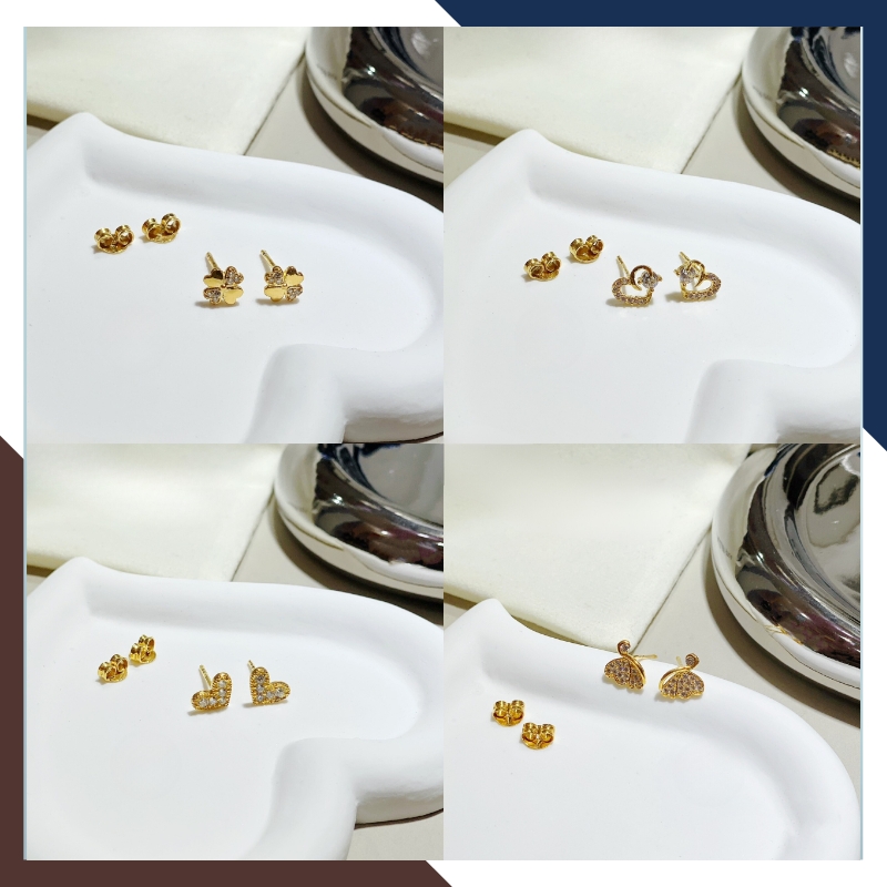 Bông tai trái tim vàng tây 10k đính đá nhỏ xinh cho nữ đẹp mã TL32