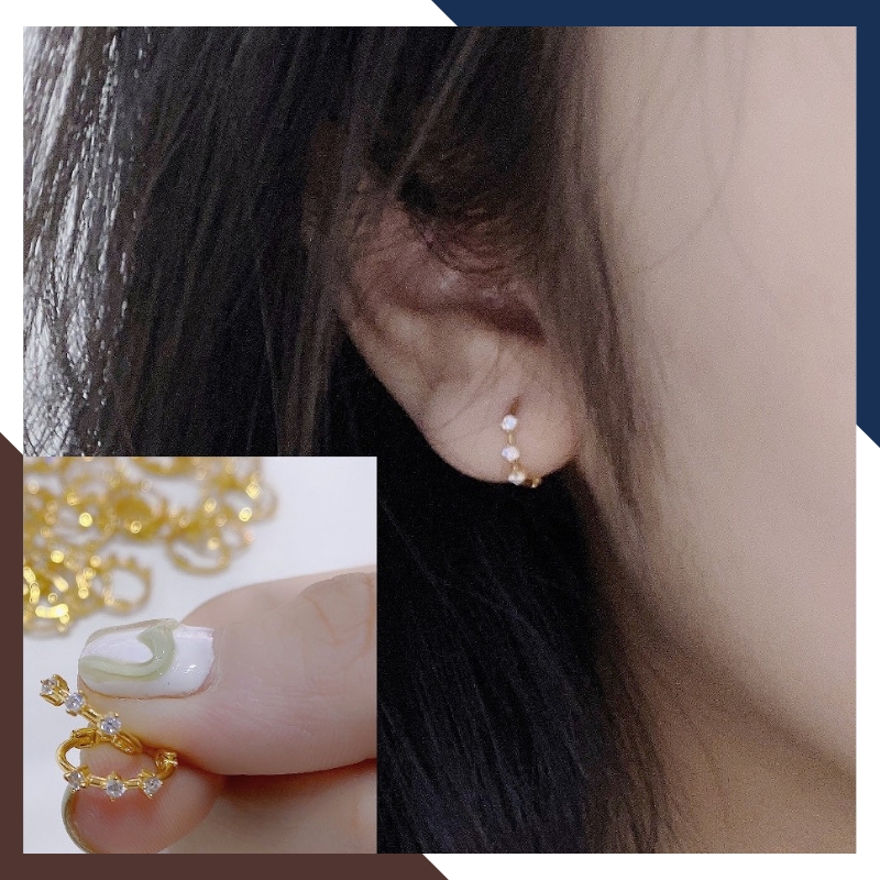 Bông tai tròn vàng tây 10k đính đá nhỏ xinh ôm sát tai cho nữ đẹp mã TL21