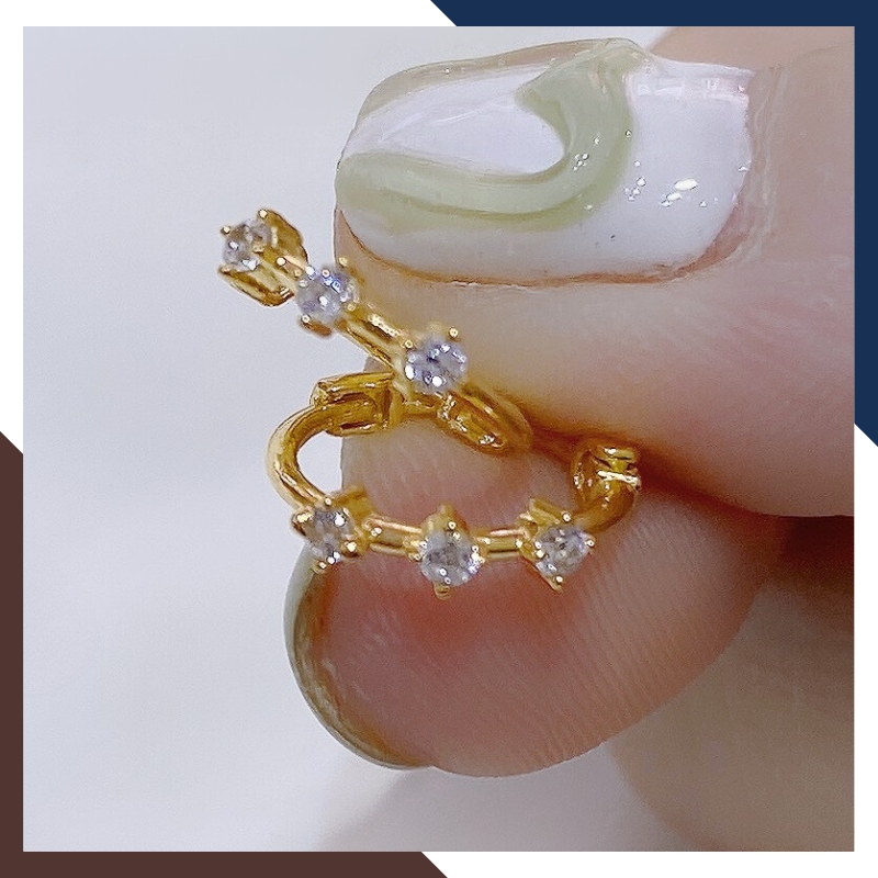 Bông tai tròn vàng tây 10k đính đá nhỏ xinh ôm sát tai cho nữ đẹp mã TL21