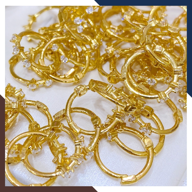 Bông tai tròn vàng tây 10k đính đá nhỏ xinh ôm sát tai cho nữ đẹp mã TL21