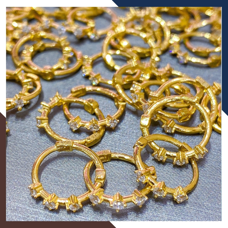 Bông tai tròn vàng tây 10k đính đá nhỏ xinh ôm sát tai cho nữ đẹp mã TL21