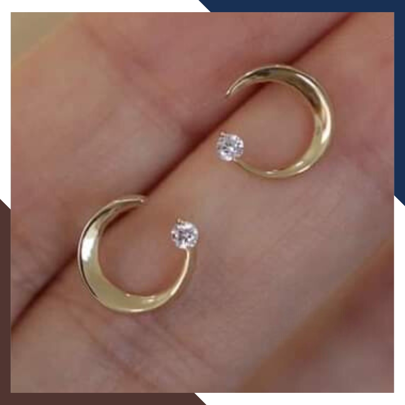 Bông tai vàng tây 10k hình mặt trăng khuyết trẻ trung cho nữ đẹp mã TL33