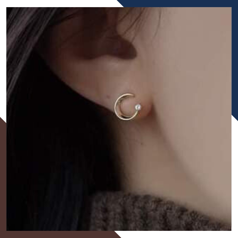 Bông tai vàng tây 10k hình mặt trăng khuyết trẻ trung cho nữ đẹp mã TL33