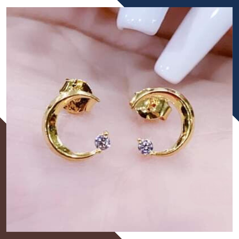 Bông tai vàng tây 10k hình mặt trăng khuyết trẻ trung cho nữ đẹp mã TL33