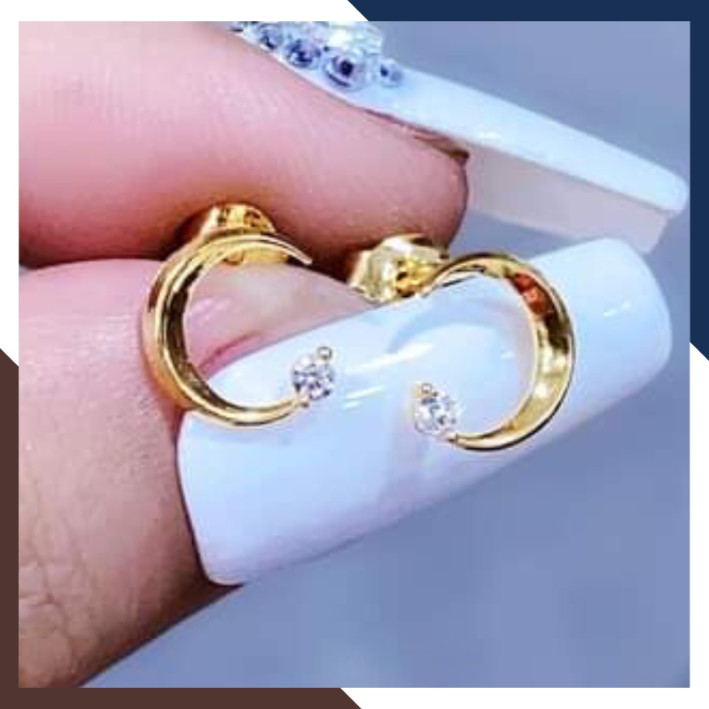 Bông tai vàng tây 10k hình mặt trăng khuyết trẻ trung cho nữ đẹp mã TL33