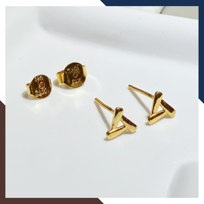 Bông tai vàng tây 10k hình tam giác cách điệu nhỏ xinh cho nữ đẹp mã TL27