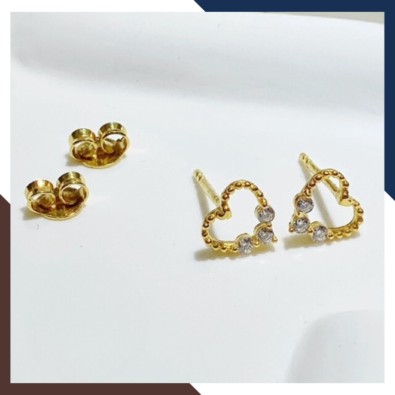 Bông tai trái tim vàng tây nữ 10k đính đá trẻ trung mã TL27