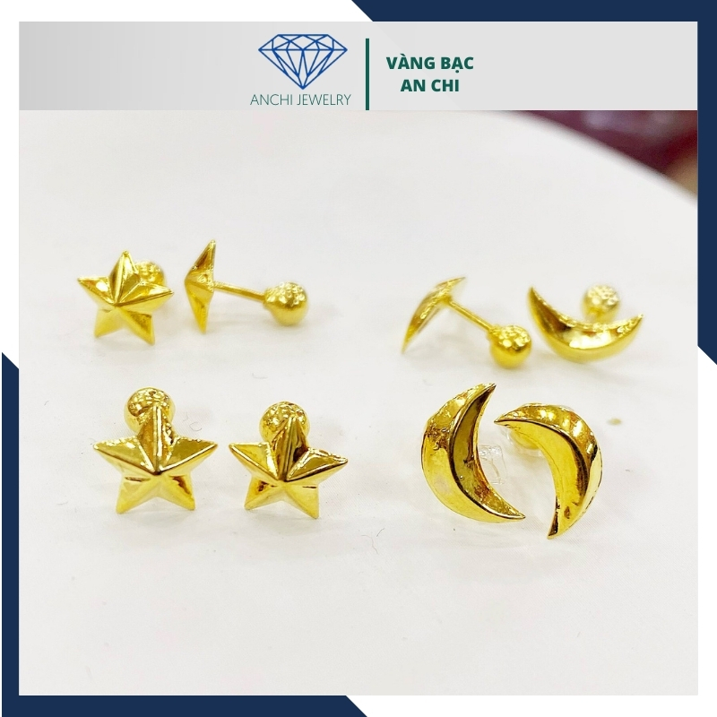 Bông tai vàng tây nữ 10k hình trăng khuyết trẻ trung mã 658TL22