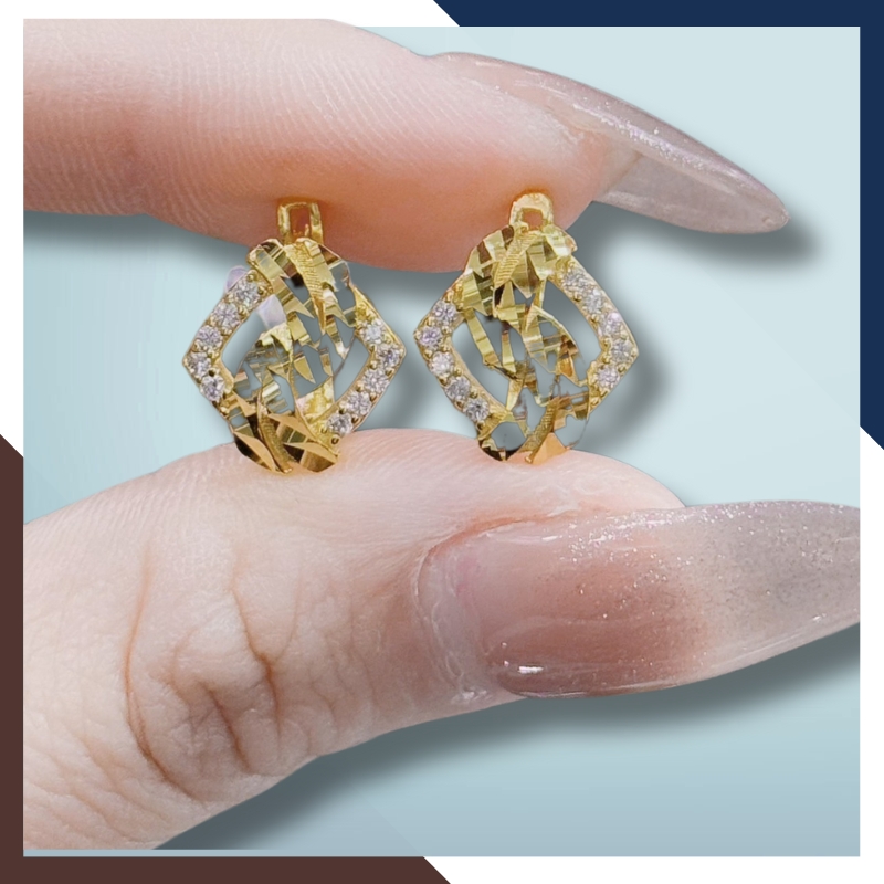 Bông tai vàng tây 10k mẫu chốt bấm bật trẻ trung mới đẹp cho nữ mã TL55