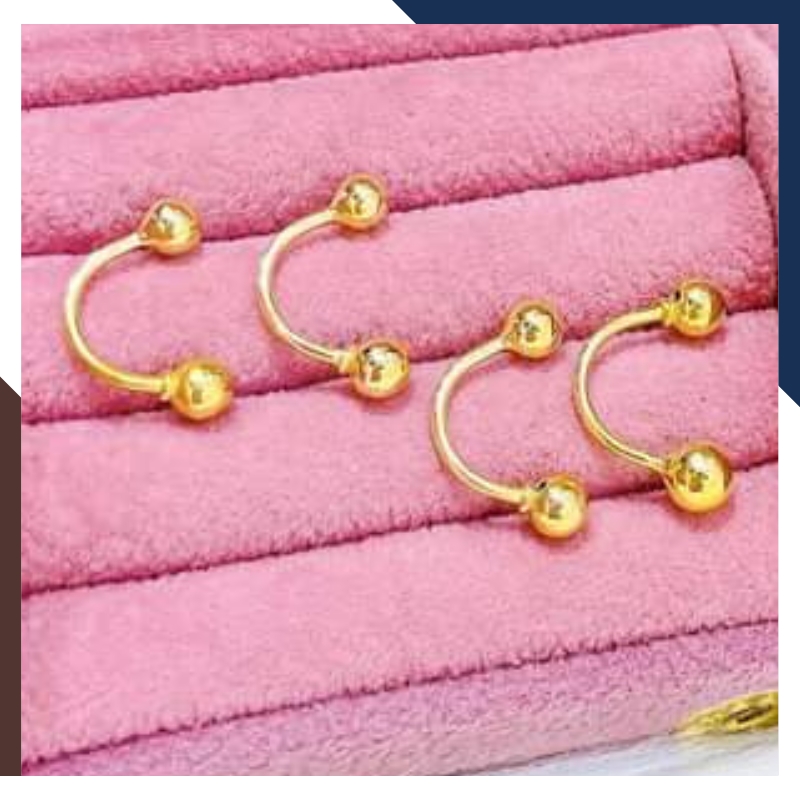 Bông tai vàng nữ bi tròn dáng cong mã 628TL21 | vàng tây 10k