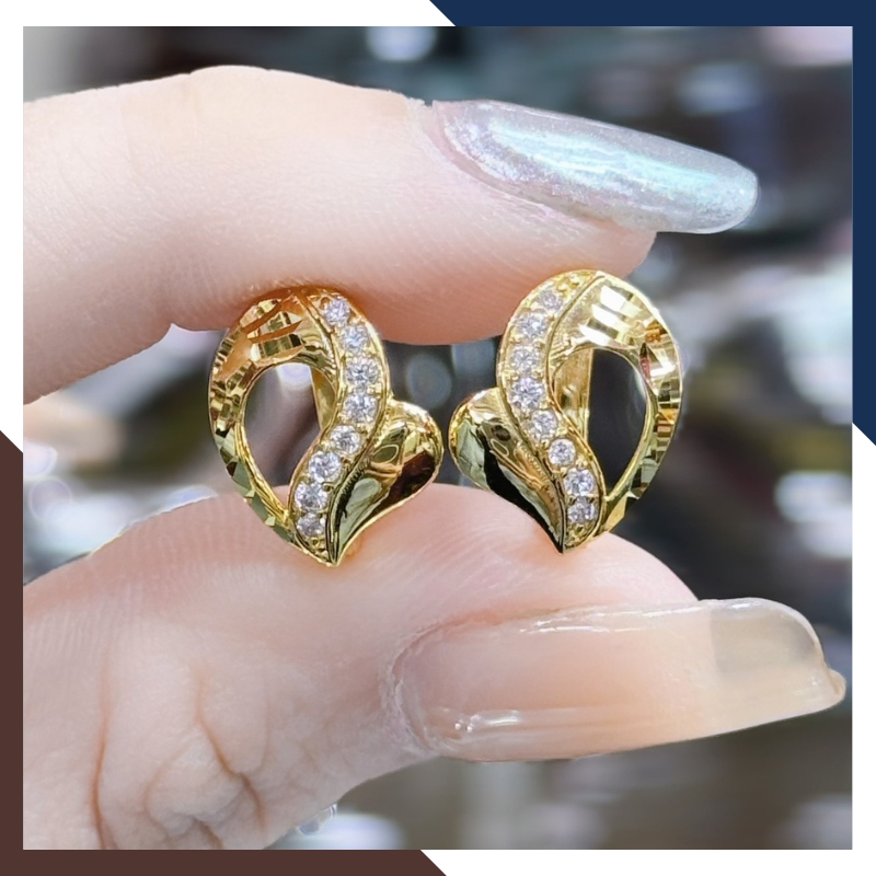 Bông tai vàng tây 10k trẻ trung mới đẹp cho nữ, mẫu chốt bấm bật mã TL60