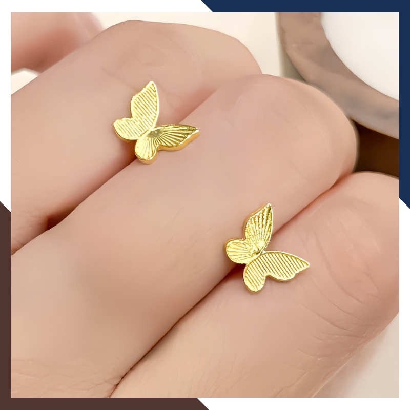 Bông tai vàng tây nữ 10k NVN227 – Hình bướm thanh lịch