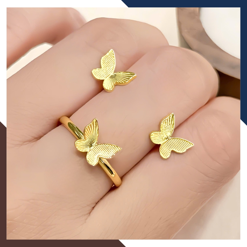 Bông tai vàng tây nữ 10k NVN227 – Hình bướm thanh lịch