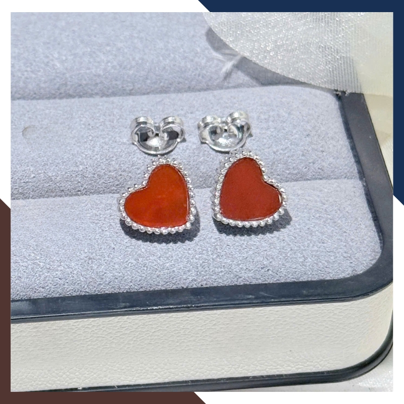 Bông Tai Vàng Trắng 10k Cho Nữ Hình Trái Tim BTV196