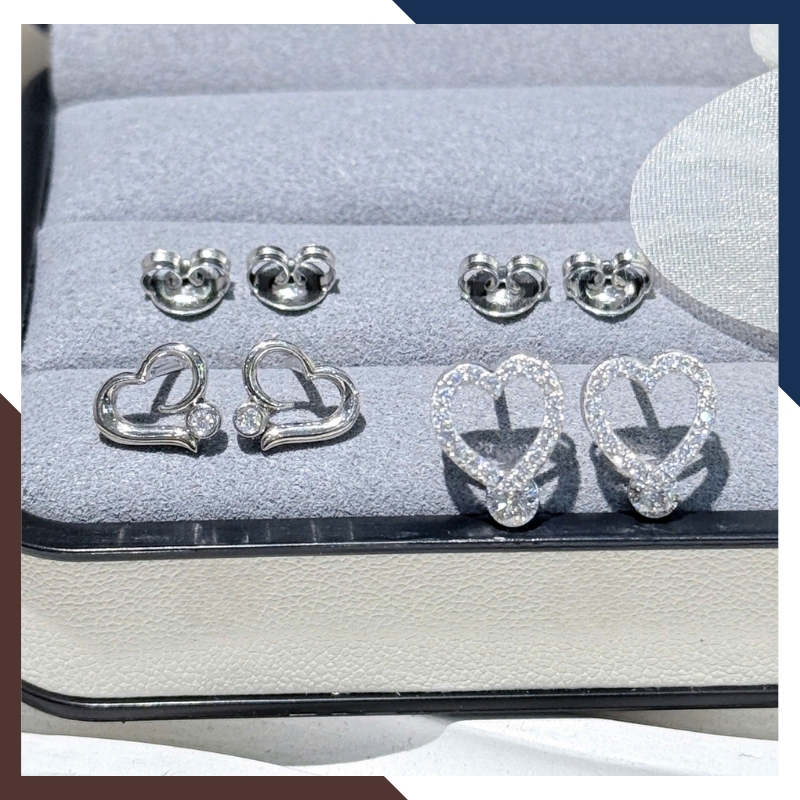 Bông Tai Vàng Trắng 10k Cho Nữ Hình Trái Tim BTV196