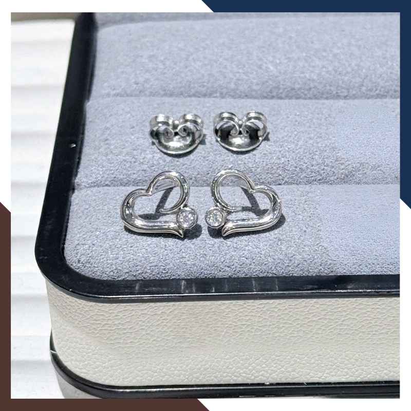 Bông Tai Vàng Trắng 10k Cho Nữ Hình Trái Tim BTV196