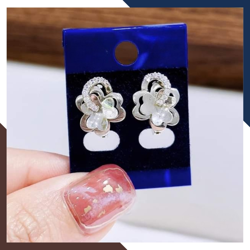 Bông Tai Vàng Trắng Nữ 10k Trẻ Trung BTV165