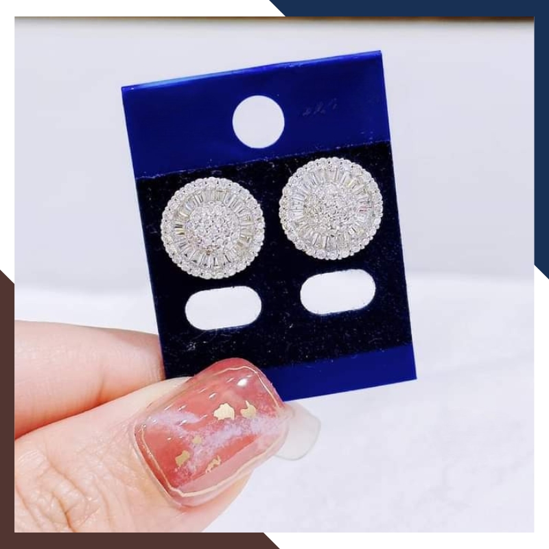 Bông Tai Vàng Trắng Nữ 10k Trẻ Trung BTV165