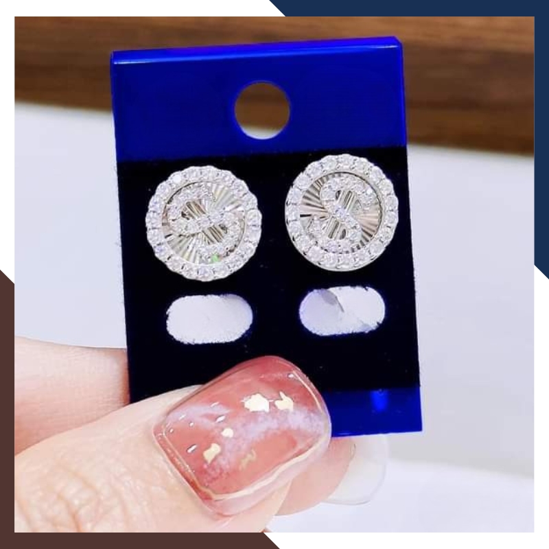 Bông Tai Vàng Trắng Nữ 10k Trẻ Trung BTV165