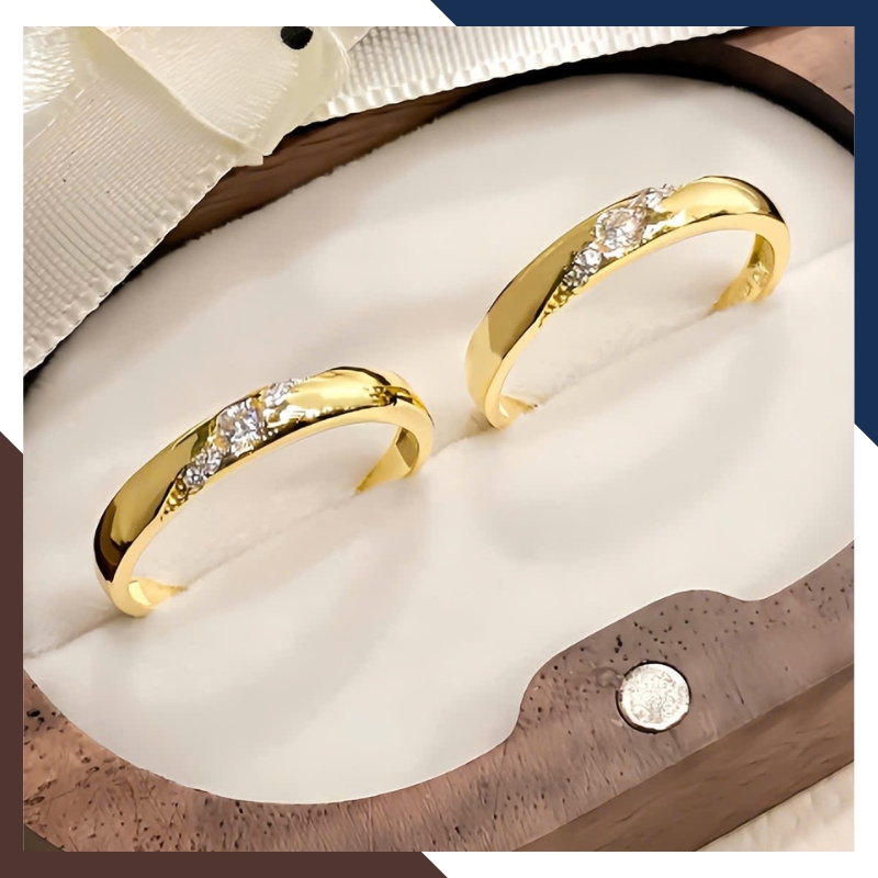 Cặp Nhẫn Cưới Vàng Tây 10k Đính Đá Đẹp NVCD110 Giá Rẻ