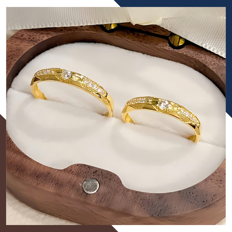 Cặp Nhẫn Cưới Vàng Tây 10k Đính Đá Đẹp NVCD110 Giá Rẻ