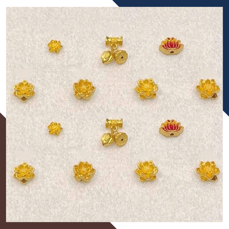 Charm Hoa Sen Vàng 24k Mã CHARMV70 - May Mắn, Thanh TỊnh