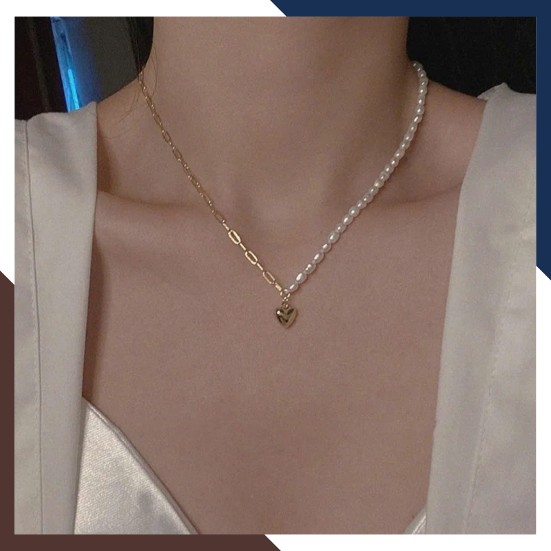 Dây chuyền ngọc trai nữ bạc thật cá tính mã 45AC330