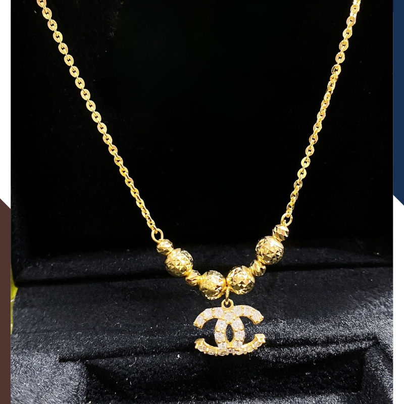 Dây chuyền bi vàng tây 10k mặt chanel cho nữ mã TL104