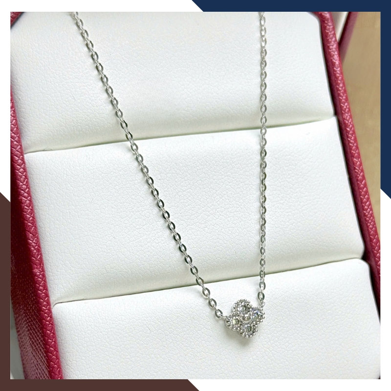 Dây Chuyền Cỏ 4 Lá Vàng Trắng 10k Nhập Khẩu Hàn Quốc Cho Nữ DCVN196