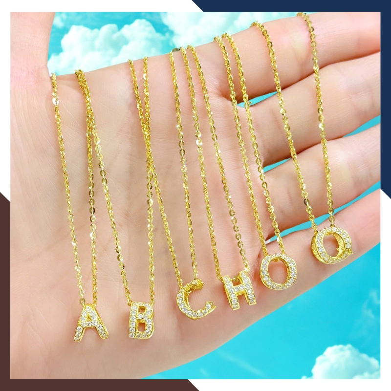 Dây chuyền mặt chữ cái vàng tây 10k đính đá cho nữ đẹp mã D25M12