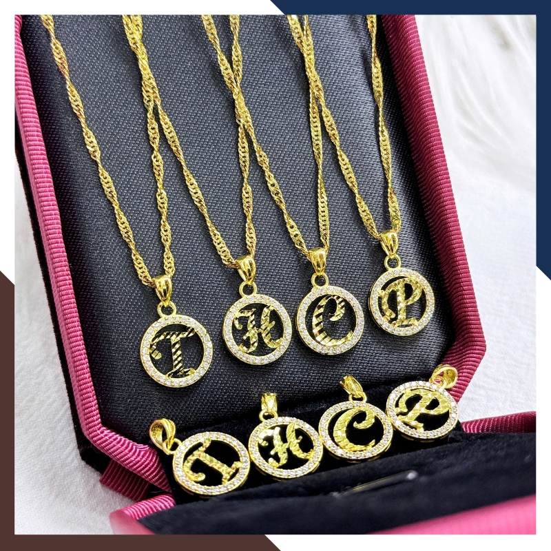 Dây chuyền mặt chữ cái vàng tây 10k đính đá cho nữ đẹp mã D25M12