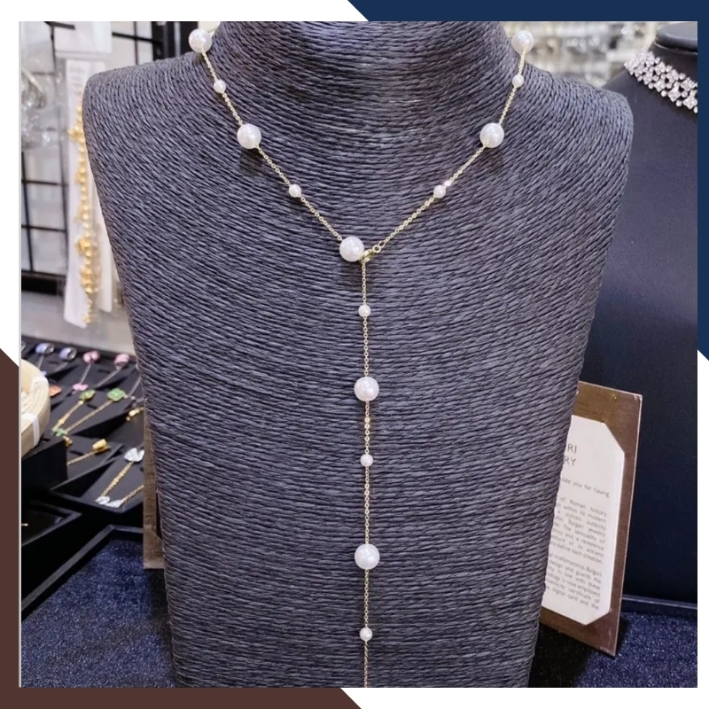 Dây chuyền ngọc trai bạc dài 50cm, vòng ngọc trai mặc áo dài cho nữ mã 47AC265