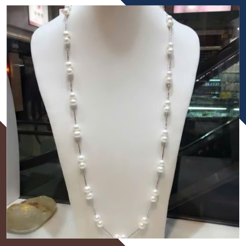 Dây Chuyền Ngọc Trai Dài 85cm VCNT115 | Bạc 925 Xi Bạch Kim