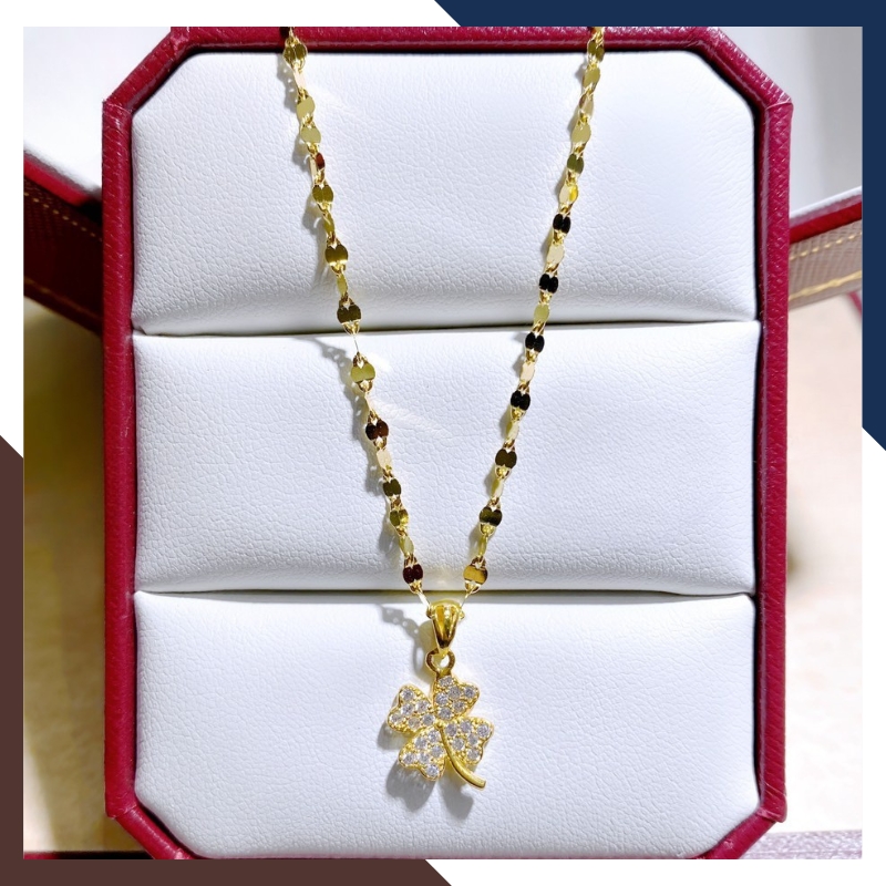 Dây Chuyền Vàng Cỏ 4 Lá Cho Nữ Đẹp Mọi Góc Nhìn DCVN200 | Vàng Tây 10k