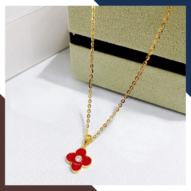 Dây Chuyền Vàng Cỏ 4 Lá Màu Đen, Đỏ, Trắng DCVN210